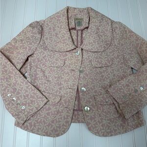 Anthropologie Elevenses Blazer Jacket 8 Floral Pink Suit Career